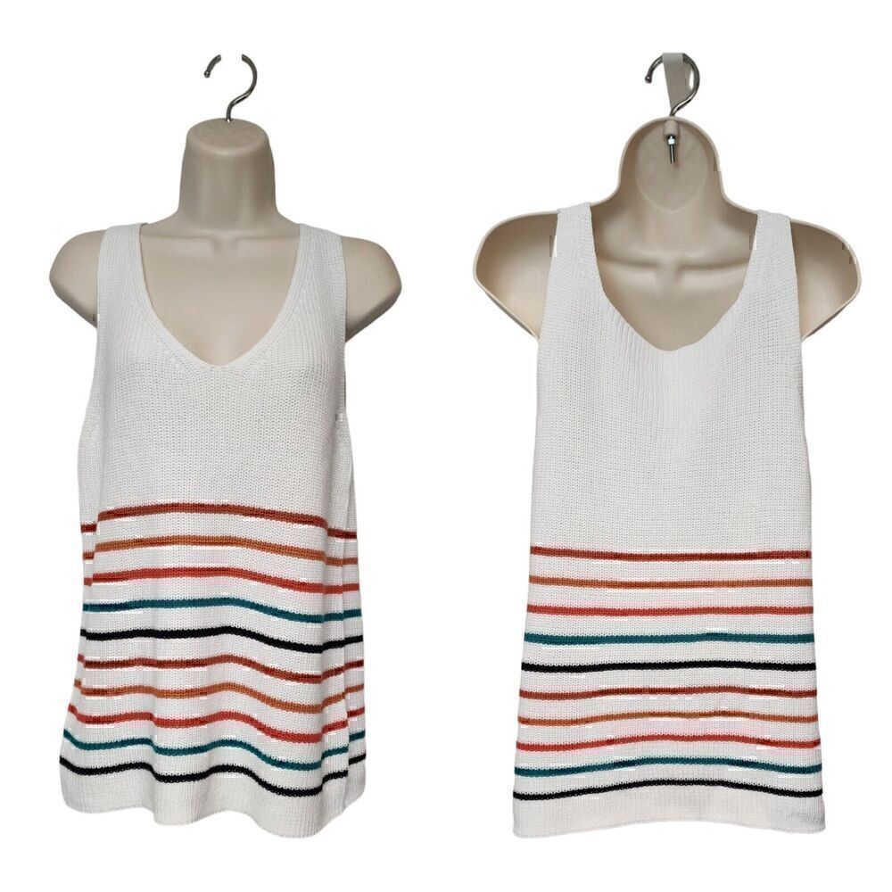 Women's Knit Strappy Tank Tops Scoop Neck Basic Colorblock Casual Flowy Size S